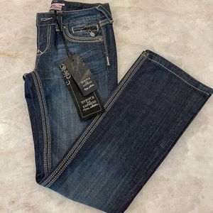 Express barely boot Rerock jeans so 4 short